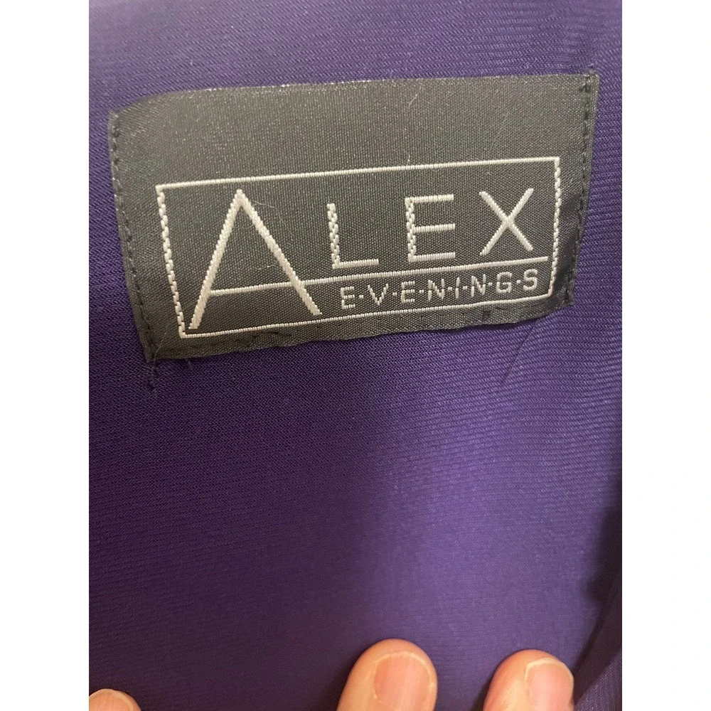Alex Evenings Cocktail‎ Dress Royal Blue Jersey Beaded Shoulder Draped Formal